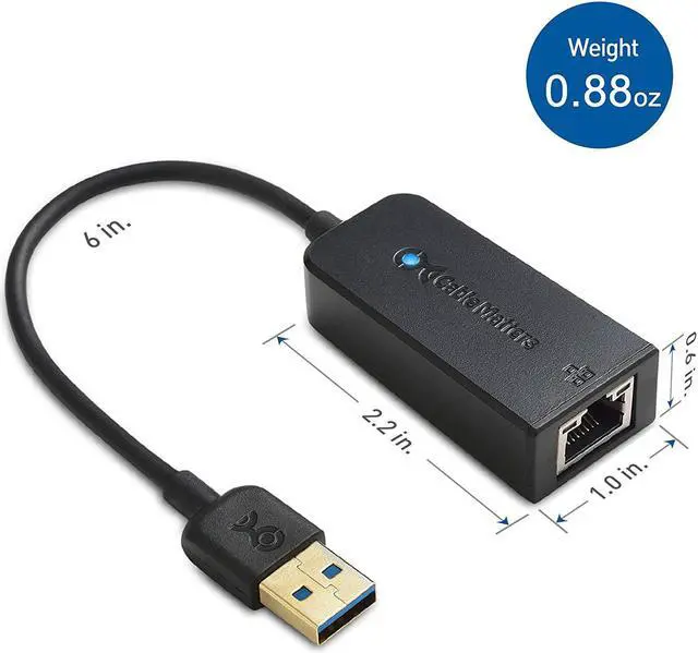 Alt view image 2 of 7 - Cable Matters USB to Ethernet Adapter (USB 3.0 to Ethernet/USB 3 to Ethernet/USB to Gigabit Ethernet/USB to RJ45) Supporting 10/100/1000 Mbps Ethernet Network in Black