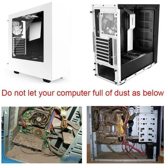 Alt view image 7 of 7 - Nincha 12mm PVC Computer PC Cooler Fan Filter Black Dustproof Case Cover Computer Mesh pack of 5 + Black Hard Steel Dust Filter Blanking Plate PCI Slot Cover 5 Pcs With Screws.