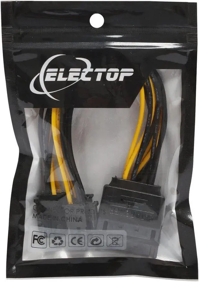 Alt view image 7 of 7 - Electop 2 Pack 8 Inch SATA 15 pin to 6 pin PCI Express Card Power Cable