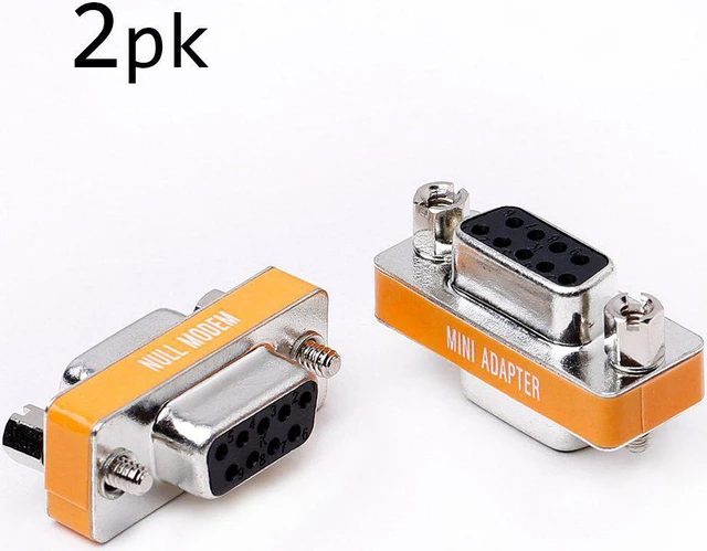 Main image of DB9 null modem female to female slimline data transfer serial port adapter 2 Pack