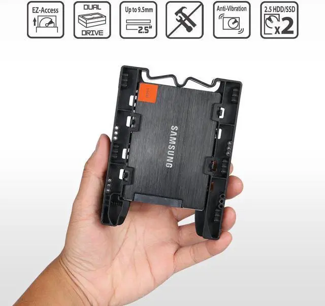Alt view image 6 of 7 - ICY DOCK Dual Tool-Less Dual 2.5 to 3.5 HDD Drive Bay SSD Mounting Bracket Kit Adapter - EZ-Fit Lite MB290SP-B Dual (SSD Bracket Dual x2 Unit Package)
