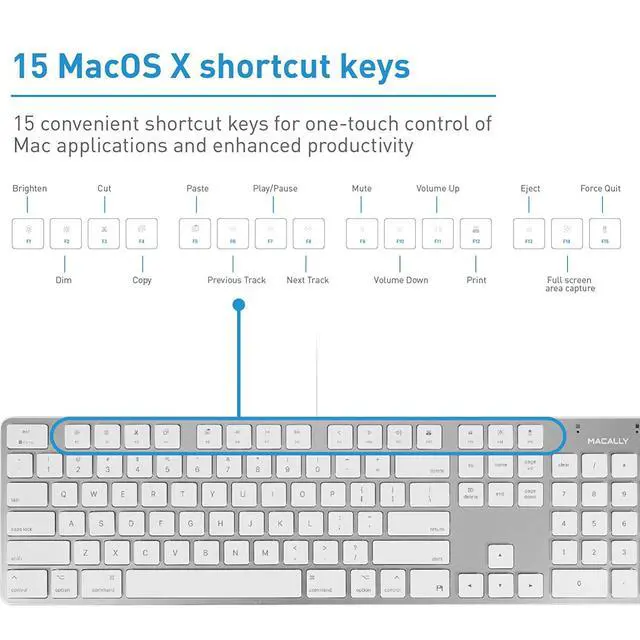 Alt view image 5 of 7 - Macally Ultra-Slim USB Wired Keyboard with Number Keypad for Apple Mac Pro, MacBook Pro/Air, iMac, Mac Mini, Laptop Computers, Windows Desktop PC Laptops, Silver (SLIMKEYPROA)