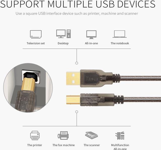 Alt view image 4 of 7 - Printer Cable USB Printer Scanner Cable 15ft High Speed USB 2.0 A Male to B Male Cord for HP, Canon, Epson, Dell, Samsung etc