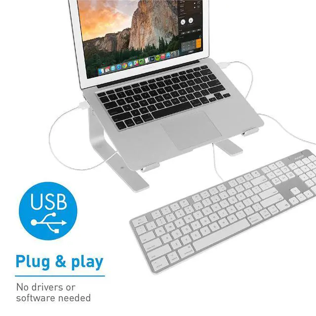 Alt view image 6 of 7 - Macally Ultra-Slim USB Wired Keyboard with Number Keypad for Apple Mac Pro, MacBook Pro/Air, iMac, Mac Mini, Laptop Computers, Windows Desktop PC Laptops, Silver (SLIMKEYPROA)