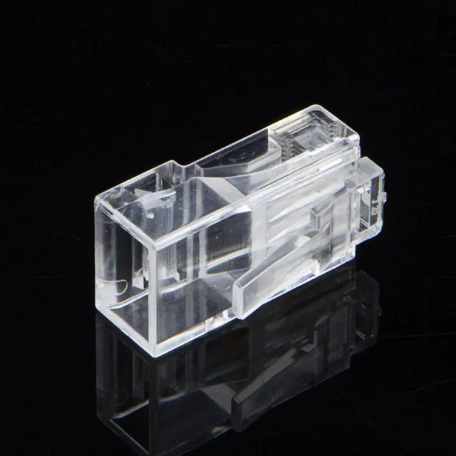 Alt view image 3 of 5 - Cat6 RJ45 Ends, CableCreation 100-PACK Cat6 Connector, Cat6a / Cat5e RJ45 Connector, Ethernet Cable Crimp Connectors UTP Network Plug for Solid Wire and Standard Cable, Transparent