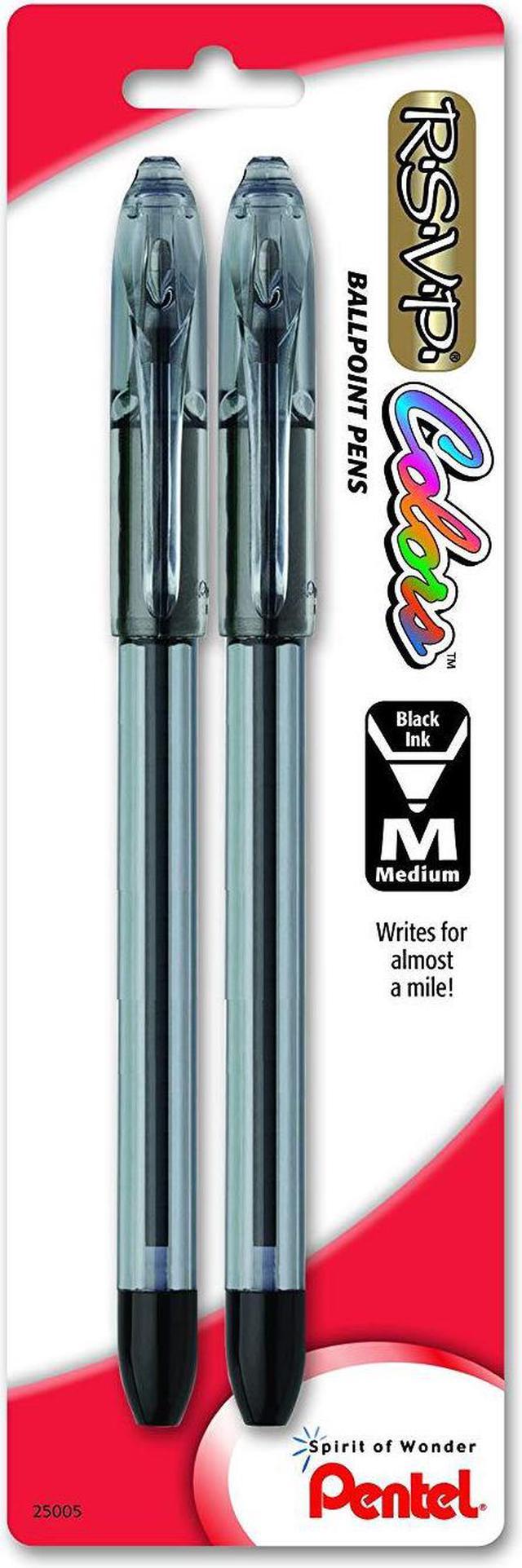 Pentel R.S.V.P. Medium 1.0mm Black Ink Ballpoint Pen, 2 count