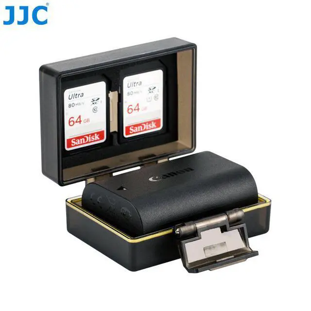 Alt view image 2 of 6 - JJC Universal Water-Resistant Camera Battery Case with 2 SD Card Slots Storage for Canon LP-E8 LP-E17 Nikon Fujifilm NP-