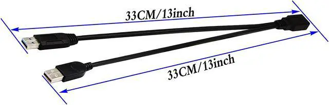 Alt view image 2 of 7 - zdyCGTime USB 3.0 Extender Cable USB 3.0 Female to USB 3.0 & USB 2.0 Male Extra Power Data Y Splitter Charger Extension Cable(33CM/13inch)