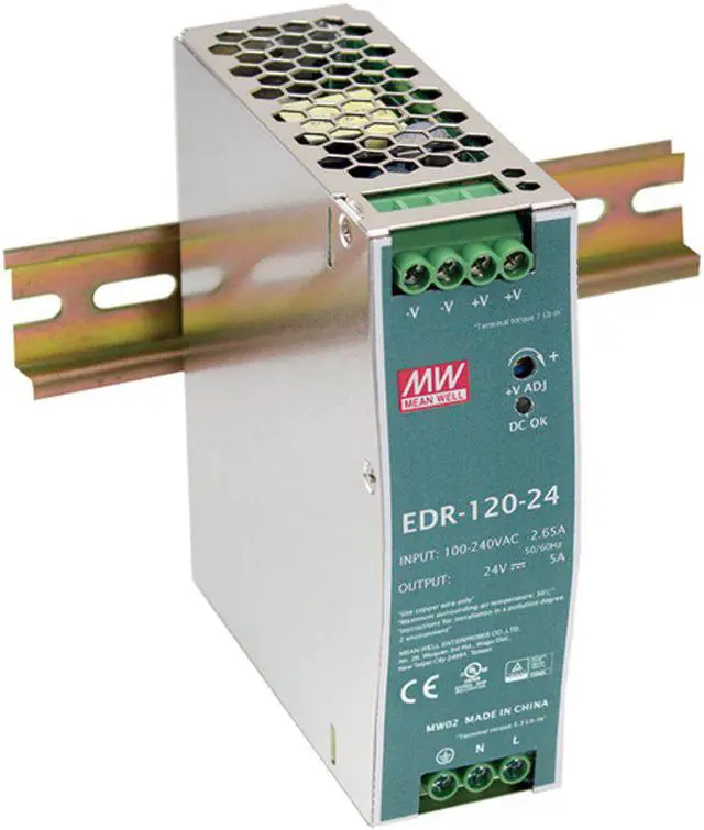 Main image of MEAN WELL EDR-120-12 Single Output DIN Rail Power Supply 12V 10 Amp 120W