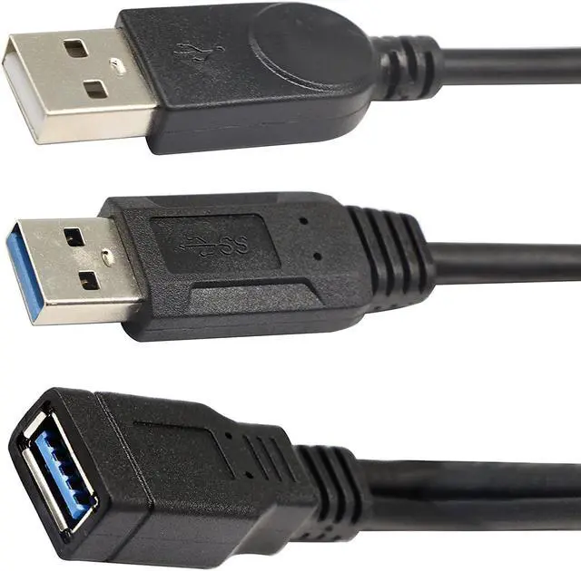 Alt view image 7 of 7 - zdyCGTime USB 3.0 Extender Cable USB 3.0 Female to USB 3.0 & USB 2.0 Male Extra Power Data Y Splitter Charger Extension Cable(33CM/13inch)