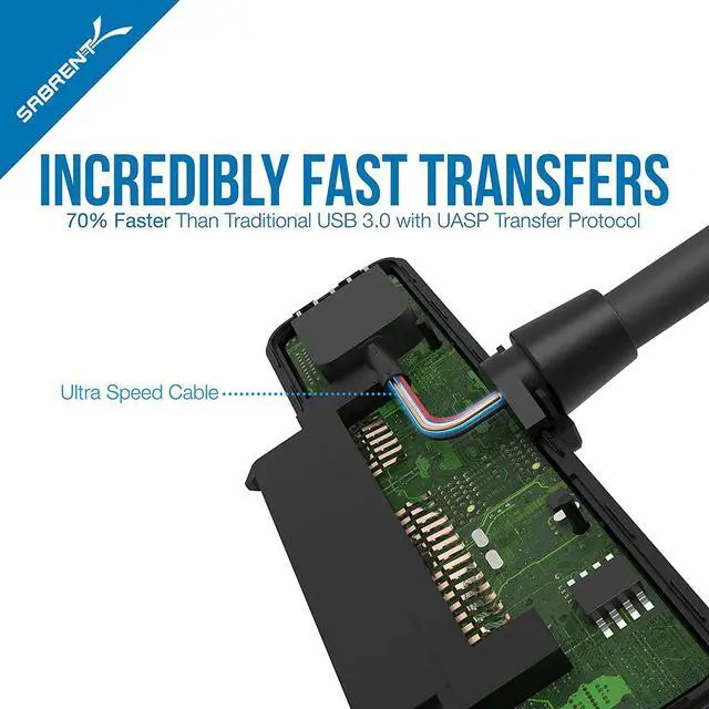 Alt view image 3 of 7 - Sabrent USB 3.0 to SSD / 2.5-Inch SATA Hard Drive Adapter [Optimized for SSD, Support UASP SATA III] (EC-SSHD)