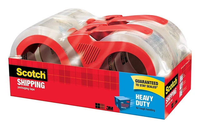 Alt view image 4 of 5 - Scotch Heavy Duty Shipping Packaging Tape with Refillable Dispensers, 3" Core, 1.88" x 54.6 yd, 4 Pack (3850-4RD)