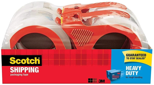 Main image of Scotch Heavy Duty Shipping Packaging Tape with Refillable Dispensers, 3" Core, 1.88" x 54.6 yd, 4 Pack (3850-4RD)