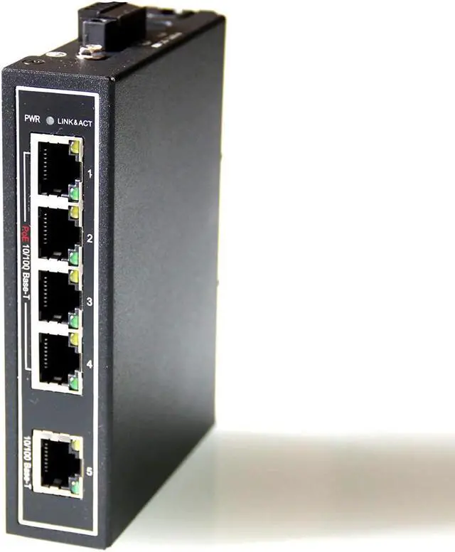Alt view image 2 of 7 - WIWAV WDH-5ET-POE 10/100Mbps Unmanaged 5-Port PoE Industrial Ethernet Switches with DIN Rail/Wall-Mount (Fanless-30??~75??)