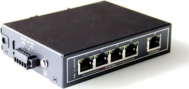 Alt view image 3 of 7 - WIWAV WDH-5ET-POE 10/100Mbps Unmanaged 5-Port PoE Industrial Ethernet Switches with DIN Rail/Wall-Mount (Fanless-30??~75??)
