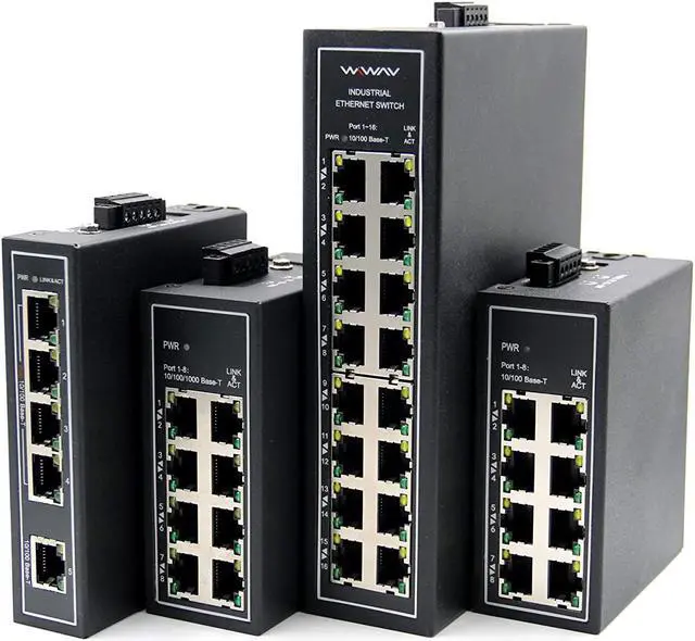 Alt view image 7 of 7 - WIWAV WDH-5ET-POE 10/100Mbps Unmanaged 5-Port PoE Industrial Ethernet Switches with DIN Rail/Wall-Mount (Fanless-30??~75??)