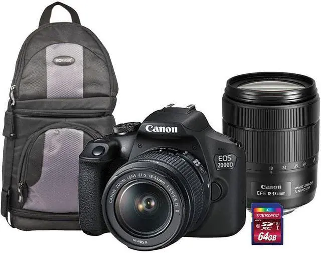 Main image of Canon EOS 2000D DSLR 24.1MP Camera with 18-55mm Lens and Canon EF-S 18-135mm f/3.5-5.6  IS USM Lens and 64GB Memory Card and Backpack
