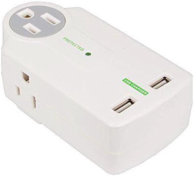 Alt view image 3 of 3 - Cable Leader 3 AC Outlet Surge Protector Wall Tap with 2 USB Ports