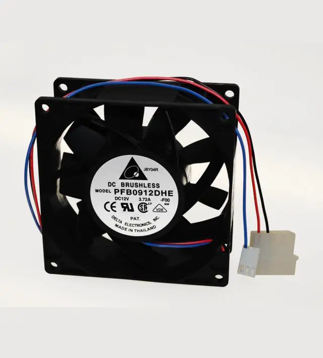 Alt view image 2 of 4 - Delta Electronics PFB0912DHE-F00 92x92x38mm Cooling Fan, 175.03 CFM, 8000 RPM, 66.5 dBA, 3.72A (Max), 46.21 air pre., 4+3-pin power & TAC connector