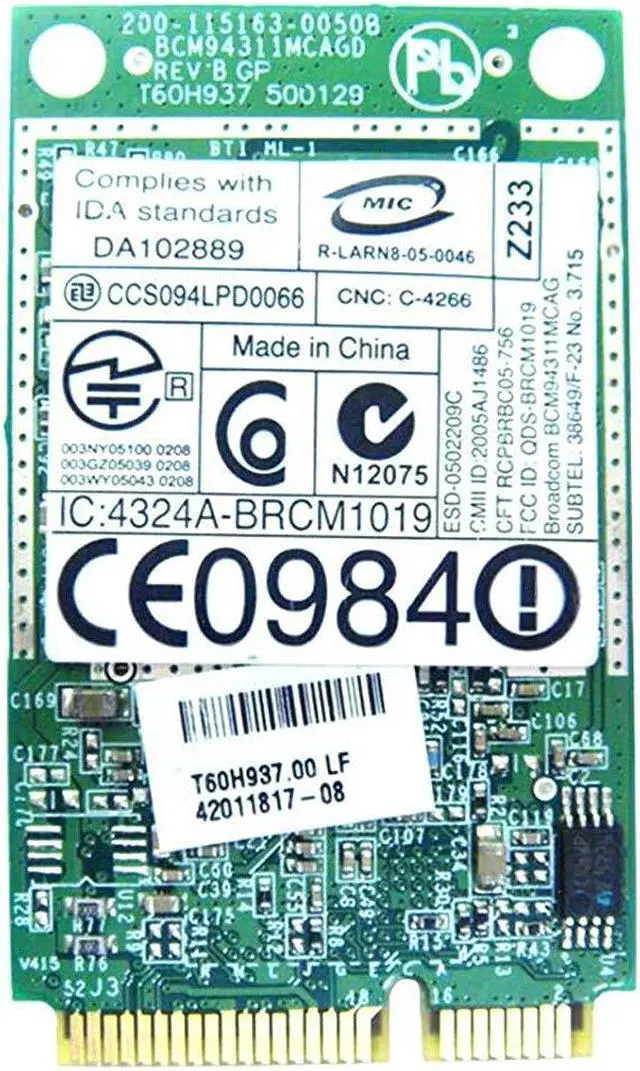 Alt view image 3 of 3 - BroadCom BCM94311MCAG BCM4311 DW1490 Mini PCI-e JC977 WLAN WIFI Card for Dell