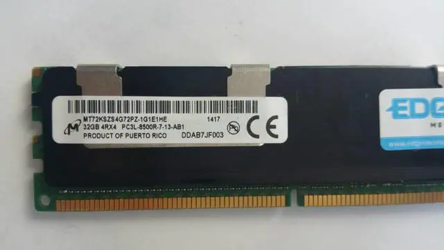 Alt view image 2 of 2 - Micron 32GB DDR3 PC3L-8500R ECC MT72KSZS4G72PZ-1G1E1HE EDGE 240-pin Ram Memory