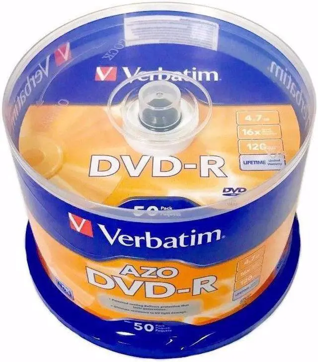 Alt view image 2 of 4 - VERBATIM AZO DVD-R 16X 4.7GB Branded Logo 50 pack Spindle 95101 NEW