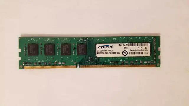 Main image of Crucial 4GB Single DDR3 1333 MT/s (PC3-10600) CL9 Unbuffered UDIMM 240-Pin Desktop Memory Module CT51264BA1339