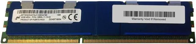 Main image of MT72KSZS4G72LZ-1G6E  Micron 32GB PC3-12800 DDR3-1600MHz ECC Registered CL11 240-Pin Load Reduced DIMM 1.35V Quad Rank Memory Module