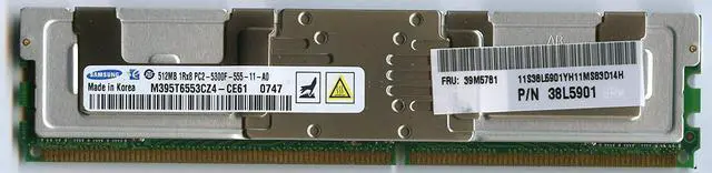 Main image of SAMSUNG 512MB ECC Fully Buffered DDR2 667 (PC2 5400) Server Memory Model M395T6553CZ4-CE6
