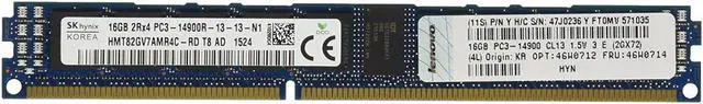Main image of Lenovo 46W0712 16GB (1x16GB, 2Rx4, 1.5V) PC3-14900 CL13 ECC DDR3 1866MHz VLP RDIMM