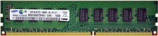 Main image of SAMSUNG MEM DIMM 2GB PC-10600E DUAL RANKED DDR3, 1333MHZ UNBUFFERED ECC M391B5673FH0-CH9