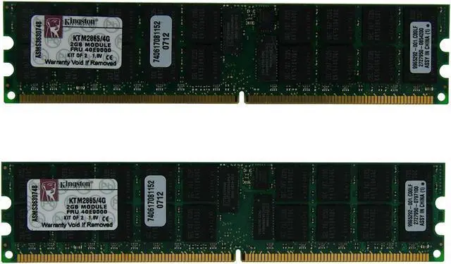 Main image of Kingston DDR2 4GB (2GB x2) KTM2865/4G 400MHz IBM DIMM 240-Pin 1.8V ECC RAM Memory (Pack of 2)