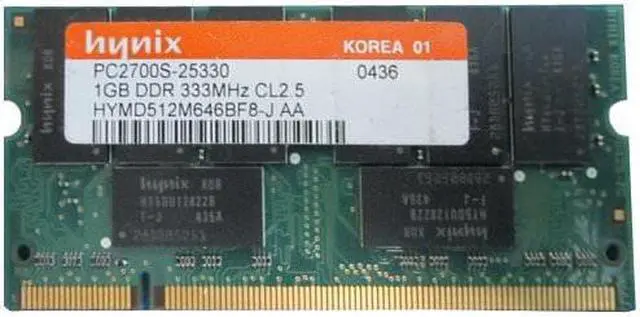 Main image of Hynix 1Gb Ddr Pc-2700 333Mhz Non-Ecc Unbuffered Cl2.5 2.5V Dual Rank