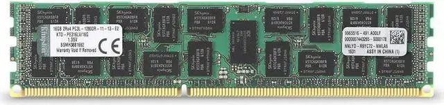 Alt view image 2 of 8 - Kingston 16GB 240-Pin DDR3 SDRAM ECC Registered DDR3L 1600 (PC3L 12800) Low Voltage Module Memory Model KTD-PE316LV/16G