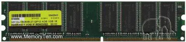 Main image of 1GB PC2700 DDR333 2Rx8 Dual Rank Unbuffered nonECC 184-pin UDIMM (p/n ADB) by Gigaram