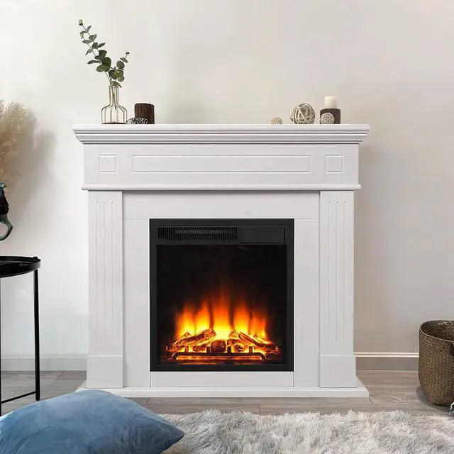 Electric Fireplace with Mantel, Tall Fire Place Heater Freestanding with  Remote Control LED Flame for Living Room Bedroom, White - Newegg.com