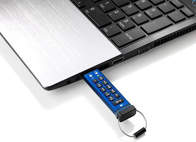 Alt view image 3 of 9 - iStorage datAshur PRO 128GB Secure flash drive - FIPS 140-2 Level 3 Certified - Password protected, dust and water resistant, portable, military grade hardware encryption. USB 3.0 IS-FL-DA3-256-128