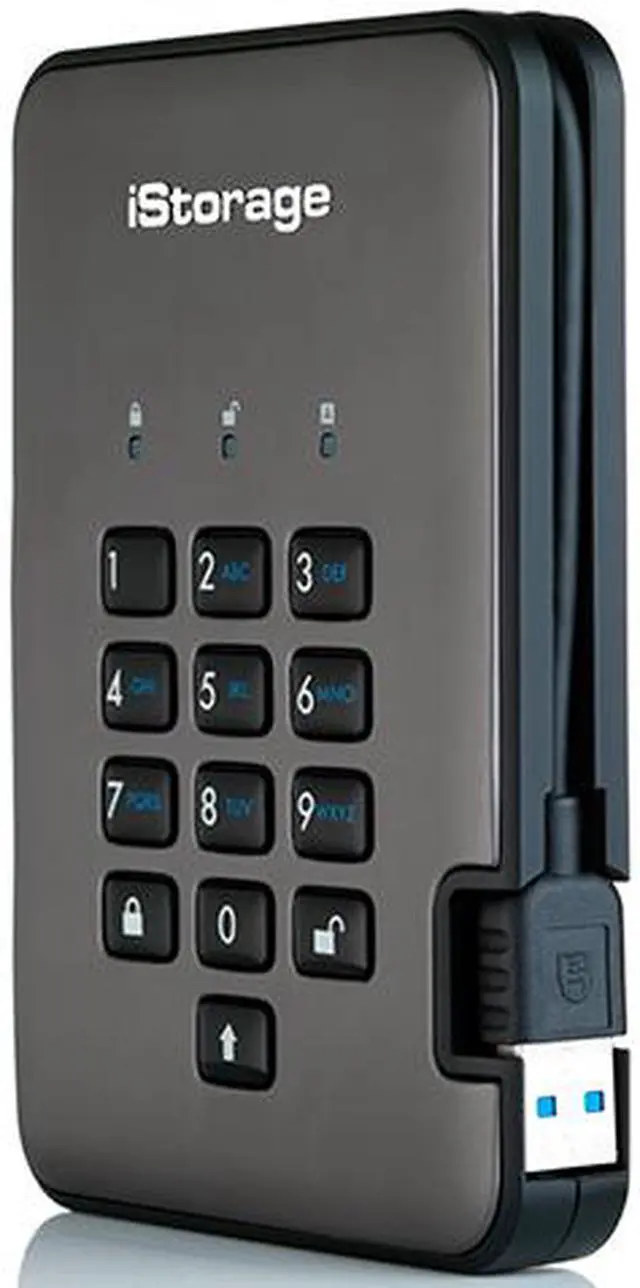 Alt view image 3 of 8 - iStorage diskAshur PRO2 HDD 1TB Secure portable Hard Drive FIPS Level 3 certified - password protected, dust and water resistant, military grade hardware encryption.IS-DAP2-256-1000-C-X