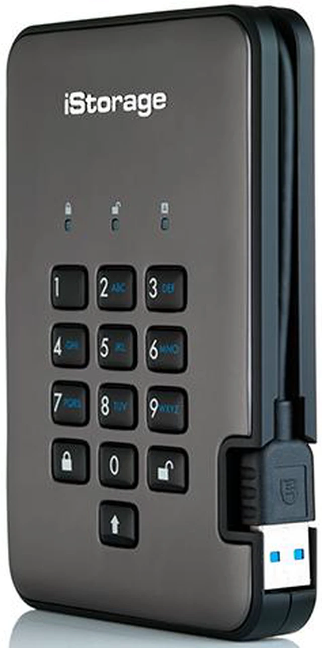 Alt view image 4 of 11 - iStorage diskAshur PRO2 HDD 2TB Secure portable Hard Drive FIPS Level 3 certified - password protected, dust and water resistant, military grade hardware encryption.IS-DAP2-256-2000-C-X