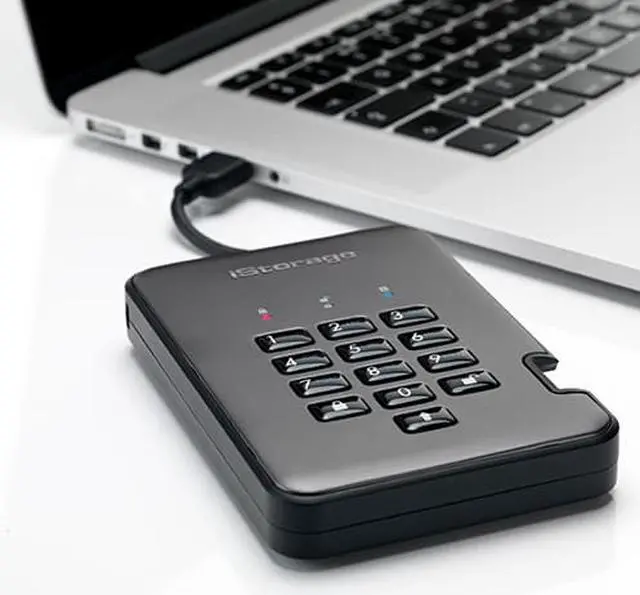 Alt view image 4 of 11 - iStorage diskAshur PRO2 HDD 500GB Secure Hard Drive FIPS Level 3 certified - password protected, dust and water resistant, military grade hardware encryption.IS-DAP2-256-500-C-X