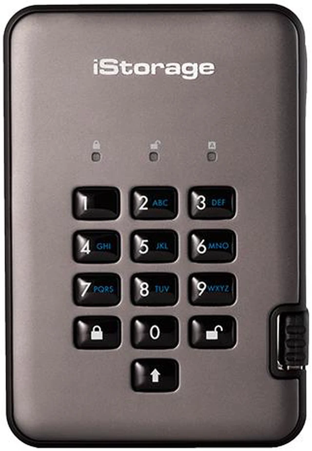 Main image of iStorage diskAshur PRO2 HDD 2TB Secure portable Hard Drive FIPS Level 3 certified - password protected, dust and water resistant, military grade hardware encryption.IS-DAP2-256-2000-C-X