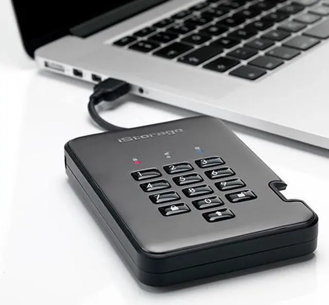 Alt view image 5 of 11 - iStorage diskAshur PRO2 HDD 3TB Secure portable Hard Drive FIPS Level 3 certified - password protected, dust and water resistant, military grade hardware encryption.IS-DAP2-256-3000-C-X