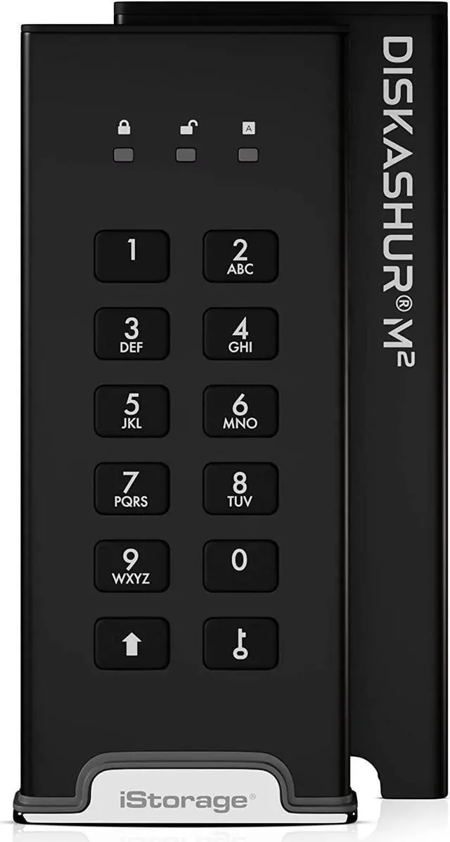 Main image of iStorage diskAshur M2 500GB - PIN authenticated, hardware encrypted USB 3.2 portable SSD. Ultra-fast, FIPS compliant, Rugged & Portable (IS-DAM2-256-500)