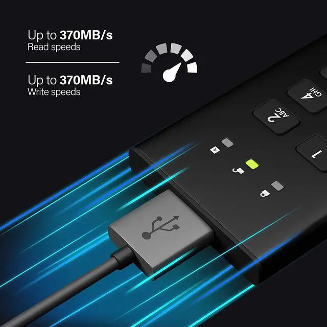 Alt view image 4 of 15 - iStorage diskAshur M2 2TB - PIN authenticated, hardware encrypted USB 3.2 portable SSD. Ultra-fast, FIPS compliant, Rugged & Portable (IS-DAM2-256-2000)