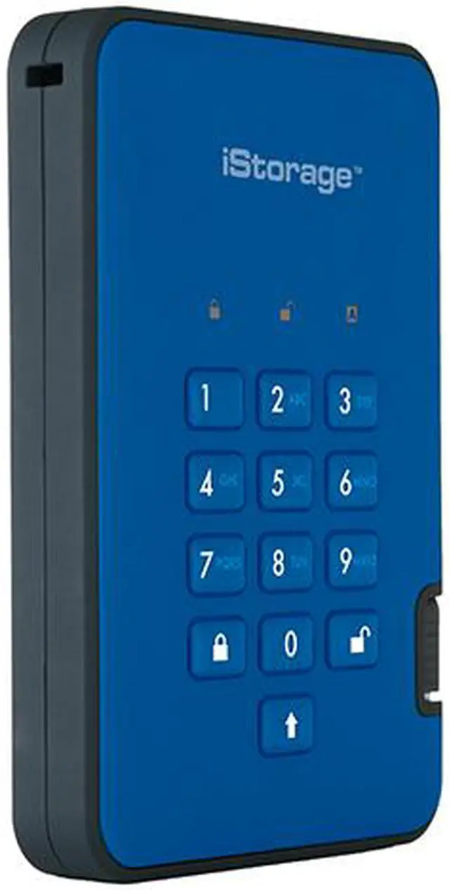 Alt view image 2 of 11 - iStorage diskAshur2 HDD 1TB Blue - Secure portable hard drive - Password protected, dust and water resistant, portable, military grade hardware encryption USB 3.1 IS-DA2-256-1000-BE