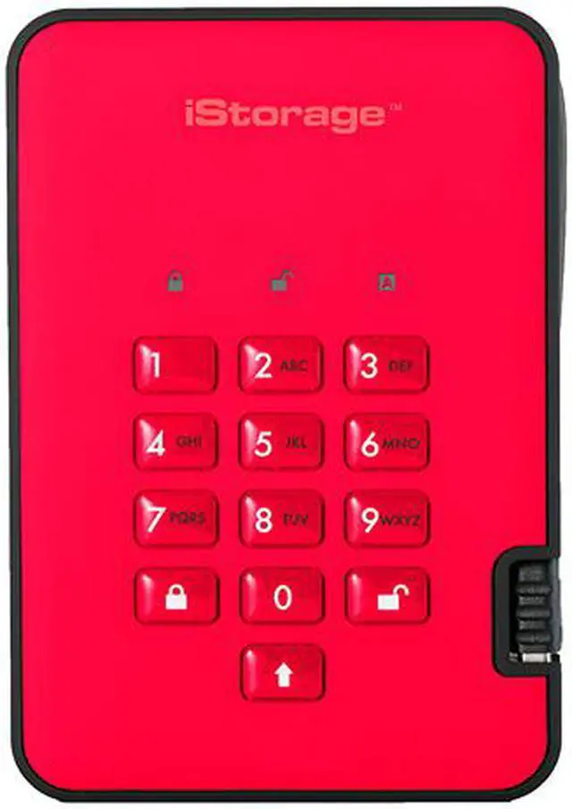 Main image of iStorage diskAshur2 HDD 500GB Red - Secure portable hard drive - Password protected, dust and water resistant, portable, military grade hardware encryption USB 3.1 IS-DA2-256-500-R