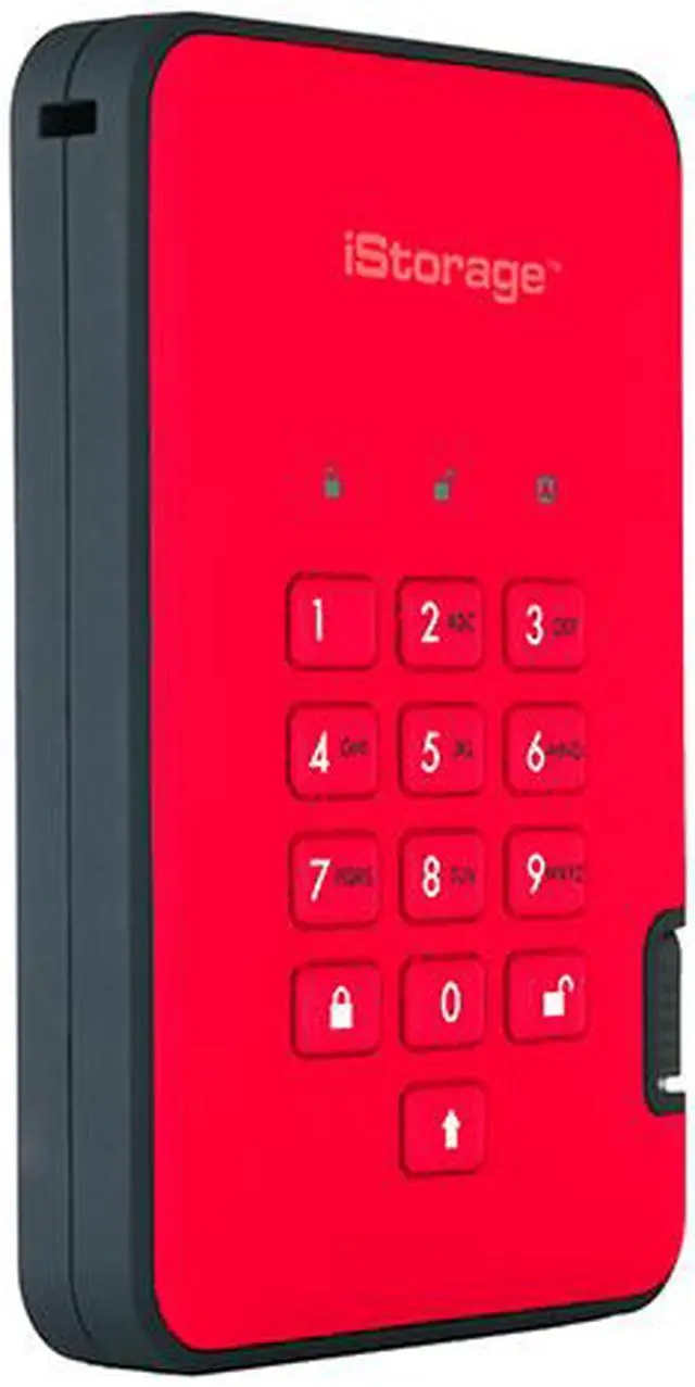 Alt view image 2 of 13 - iStorage diskAshur2 HDD 5TB Red -  Secure portable hard drive - Password protected, dust and water resistant, portable, military grade hardware encryption USB 3.1 IS-DA2-256-5000-R