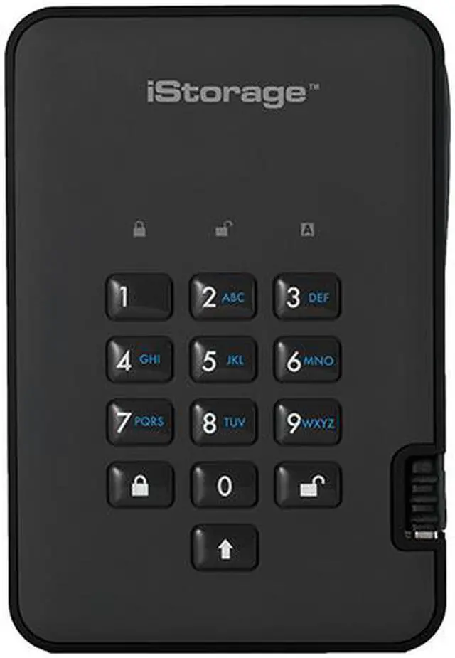 Main image of iStorage diskAshur2 SSD 4TB Black - Secure portable solid state drive - Password protected, dust and water resistant, portable, military grade hardware encryption USB 3.2  IS-DA2-256-SSD-4000-B