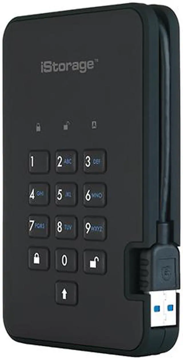 Alt view image 3 of 11 - iStorage diskAshur2 SSD 4TB Black - Secure portable solid state drive - Password protected, dust and water resistant, portable, military grade hardware encryption USB 3.2  IS-DA2-256-SSD-4000-B