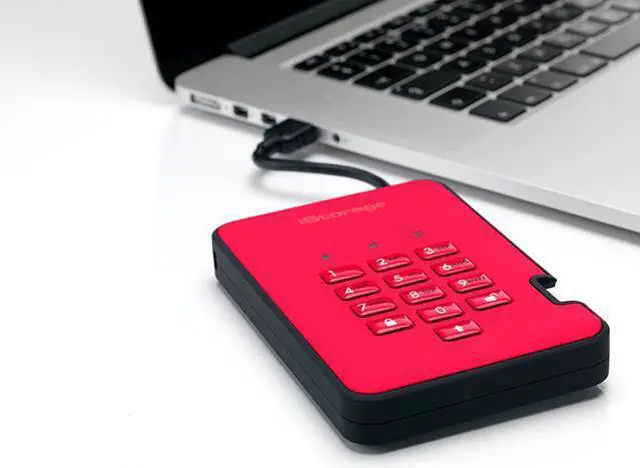 Alt view image 5 of 12 - iStorage diskAshur2 HDD 2TB Red -  Secure portable hard drive - Password protected, dust and water resistant, portable, military grade hardware encryption USB 3.1 IS-DA2-256-2000-R
